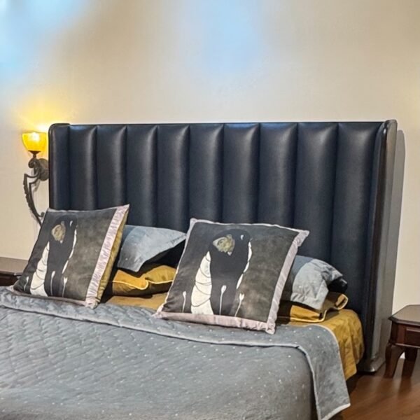 Leather Upholstered Wing Bed Set - Image 2